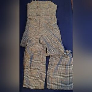 Black and White Plaid Jumpsuit
